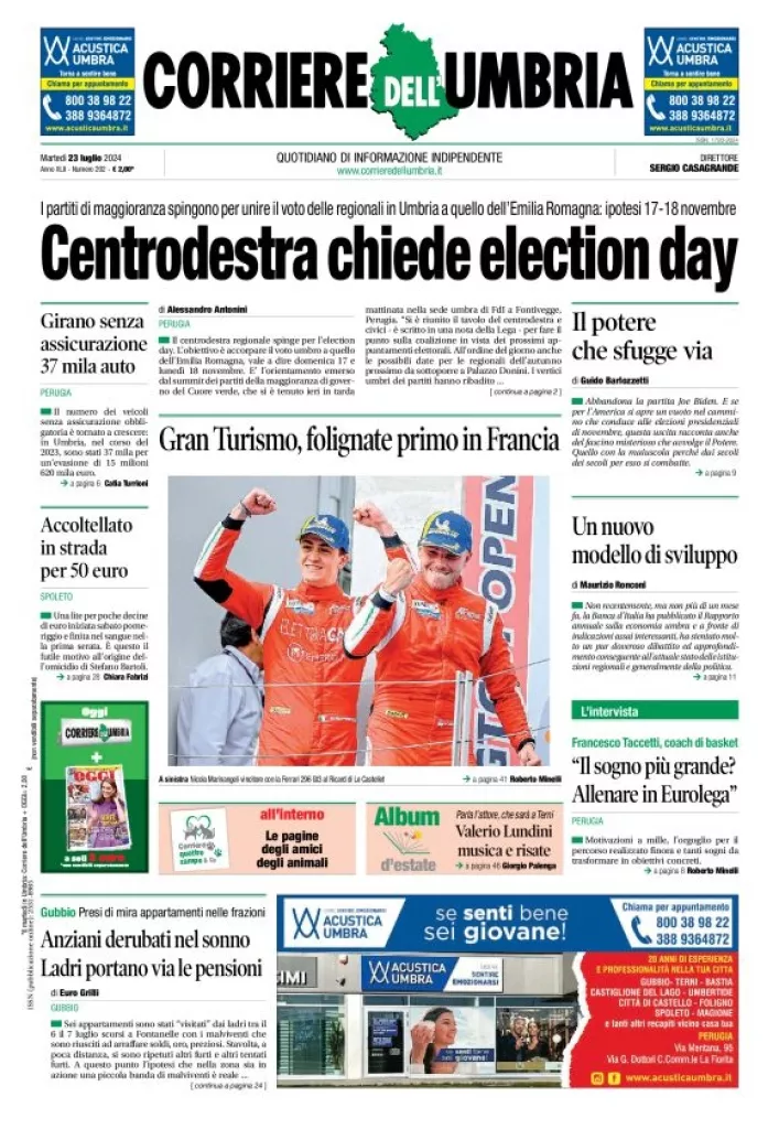 Prima-pagina-corriere umbria-del-2024-07-23